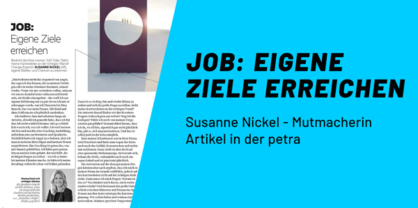 Susanne Nickel als Mutmacherin im Magazin Petra